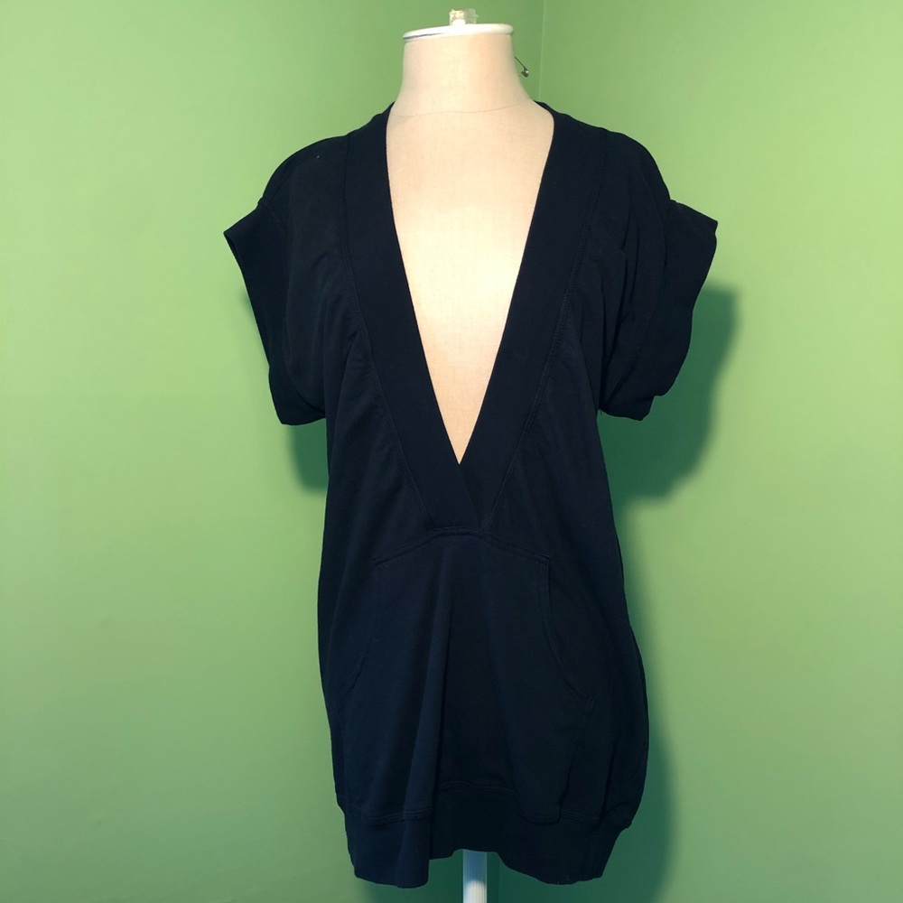 Hem Black V-Neck Dress